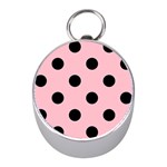 Polka Dots - Black on Pink Silver Compass (Mini)