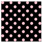 Polka Dots - Pink on Black Large Satin Scarf (Square)