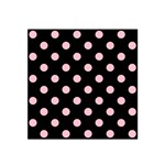 Polka Dots - Pink on Black Satin Bandana Scarf