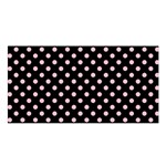 Polka Dots - Pink on Black Satin Shawl