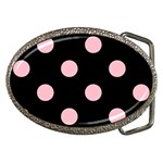 Polka Dots - Pink on Black Belt Buckle