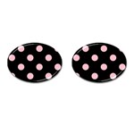 Polka Dots - Pink on Black Cufflinks (Oval)