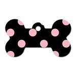 Polka Dots - Pink on Black Dog Tag Bone (One Side)