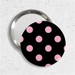 Polka Dots - Pink on Black 2.25  Handbag Mirror