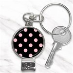Polka Dots - Pink on Black Nail Clippers Key Chain