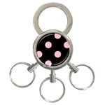 Polka Dots - Pink on Black 3-Ring Key Chain