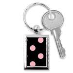 Polka Dots - Pink on Black Key Chain (Rectangle)