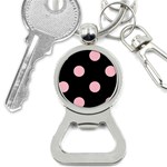 Polka Dots - Pink on Black Bottle Opener Key Chain