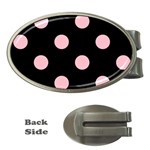 Polka Dots - Pink on Black Money Clip (Oval)