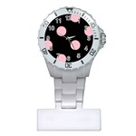 Polka Dots - Pink on Black Nurses Watch