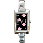Polka Dots - Pink on Black Rectangle Italian Charm Watch