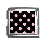 Polka Dots - Pink on Black Mega Link Italian Charm (18mm)