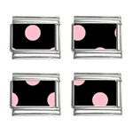 Polka Dots - Pink on Black 9mm Italian Charm (4 pack)