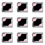 Polka Dots - Pink on Black Mega Link Italian Charm (9 pack)
