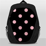 Polka Dots - Pink on Black Backpack Bag