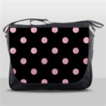 Polka Dots - Pink on Black Messenger Bag