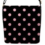 Polka Dots - Pink on Black Flap Closure Messenger Bag (S)