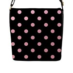 Polka Dots - Pink on Black Flap Closure Messenger Bag (L)