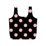 Polka Dots - Pink on Black Full Print Recycle Bag (S)