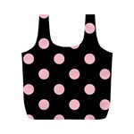 Polka Dots - Pink on Black Full Print Recycle Bag (M)