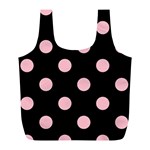 Polka Dots - Pink on Black Full Print Recycle Bag (L)