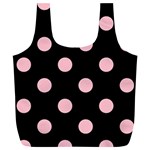 Polka Dots - Pink on Black Full Print Recycle Bag (XL)