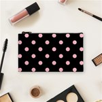 Polka Dots - Pink on Black Cosmetic Bag (S)