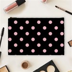 Polka Dots - Pink on Black Cosmetic Bag (L)