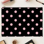 Polka Dots - Pink on Black Cosmetic Bag (XXXL)