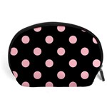 Polka Dots - Pink on Black Accessory Pouch (Large)