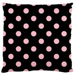 Polka Dots - Pink on Black Large Cushion Case (Two Sides)