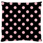 Polka Dots - Pink on Black Large Flano Cushion Case (Two Sides)