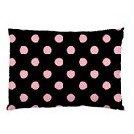Polka Dots - Pink on Black Pillow Case (Two Sides)