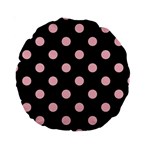 Polka Dots - Pink on Black Standard 15  Premium Round Cushion