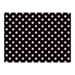 Polka Dots - Pink on Black Double Sided Flano Blanket (Mini)