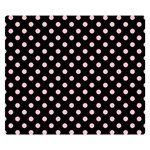 Polka Dots - Pink on Black Double Sided Flano Blanket (Small)