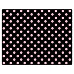 Polka Dots - Pink on Black Double Sided Flano Blanket (Medium)