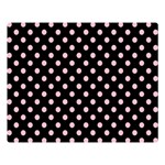 Polka Dots - Pink on Black Double Sided Flano Blanket (Large)