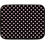 Polka Dots - Pink on Black Double Sided Fleece Blanket (Mini)