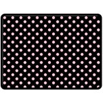 Polka Dots - Pink on Black Fleece Blanket (Large) (One Side)