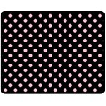 Polka Dots - Pink on Black Fleece Blanket (Medium) (One Side)