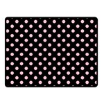 Polka Dots - Pink on Black Fleece Blanket (Small) (One Side)