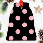 Polka Dots - Pink on Black Ornament (Bell)