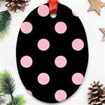 Polka Dots - Pink on Black Ornament (Oval)