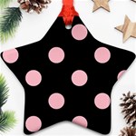 Polka Dots - Pink on Black Star Ornament (Two Sides)
