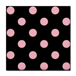 Polka Dots - Pink on Black Tile Coaster