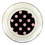 Polka Dots - Pink on Black Porcelain Plate