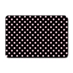 Polka Dots - Pink on Black Small Doormat