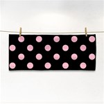 Polka Dots - Pink on Black Hand Towel