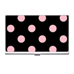 Polka Dots - Pink on Black Business Card Holder